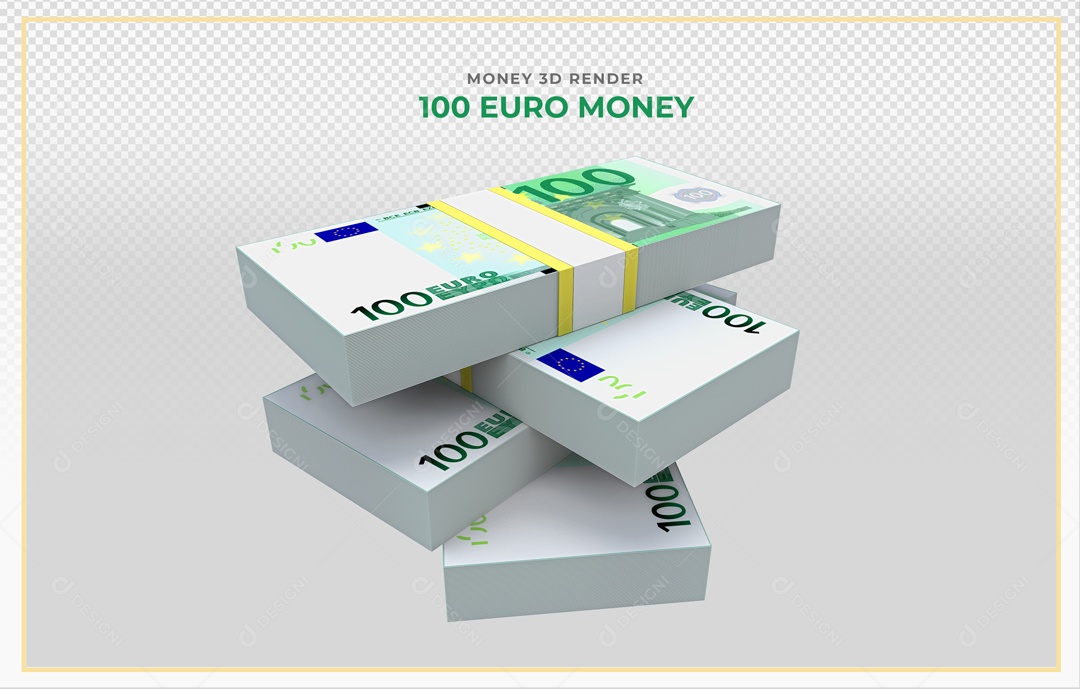 Elementos 3D Notas De Euro 100 EUR Para Composição PSD
