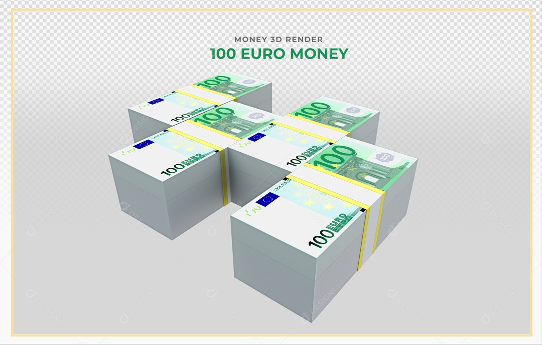 Elementos 3D Notas De Euro 100 EUR Para Composição PSD