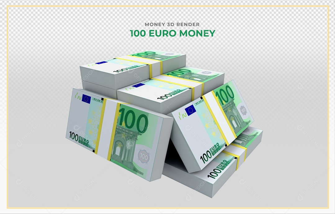 Elementos 3D Notas De Euro 100 EUR Para Composição PSD
