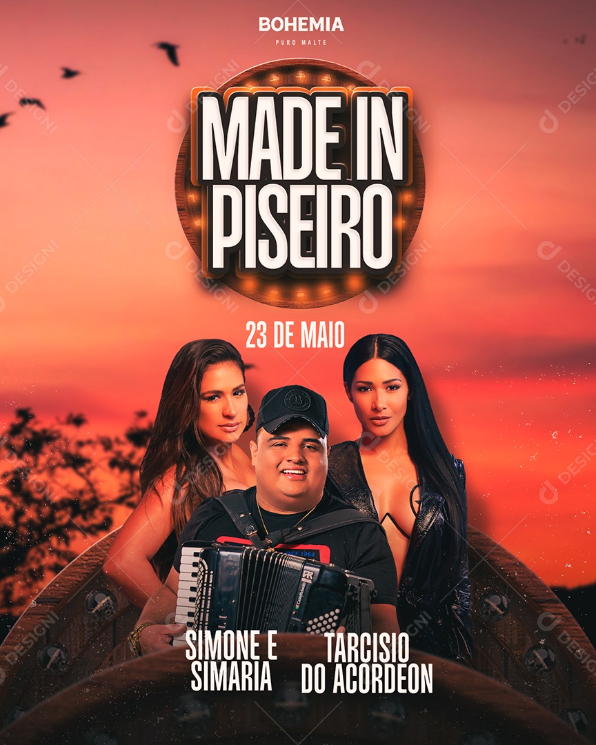 Made In Piseiro Simone E Simaria Tarcísio Do Acordeon Flyer Social Media PSD Editável