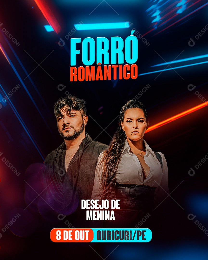 Forró Romântico Desejo de Menina Flyer Social Media PSD Editável