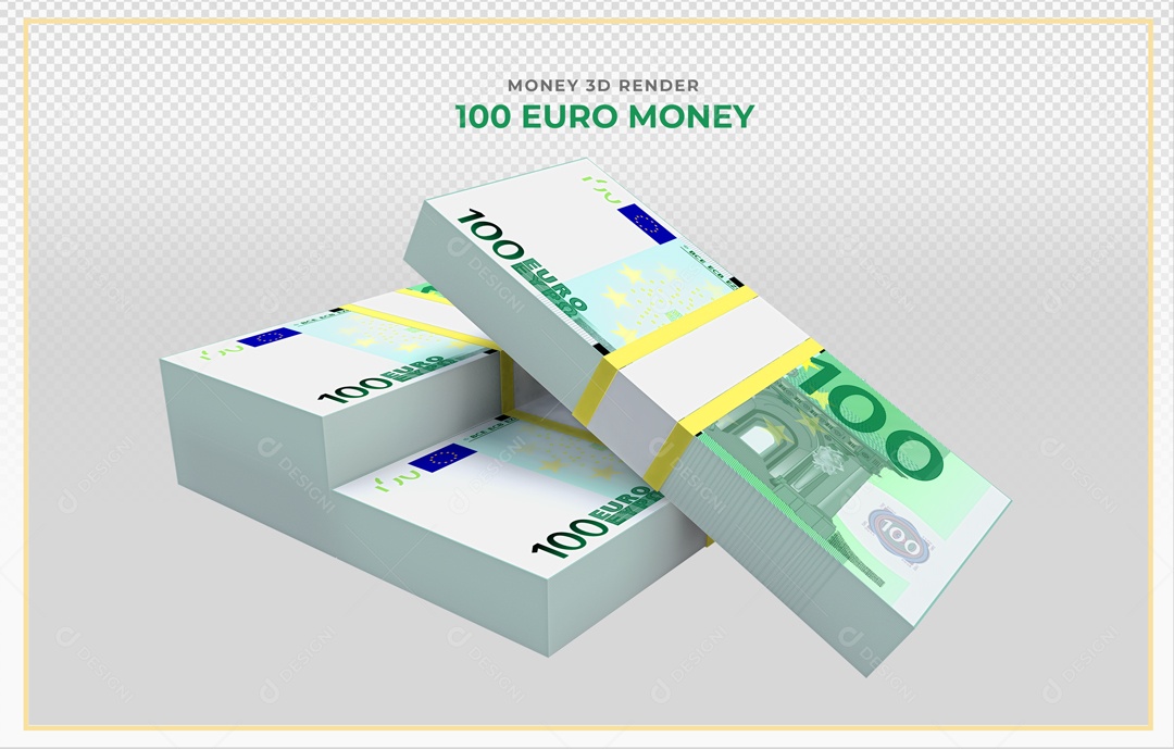 Elementos 3D Notas De Euro 100 EUR Para Composição PSD