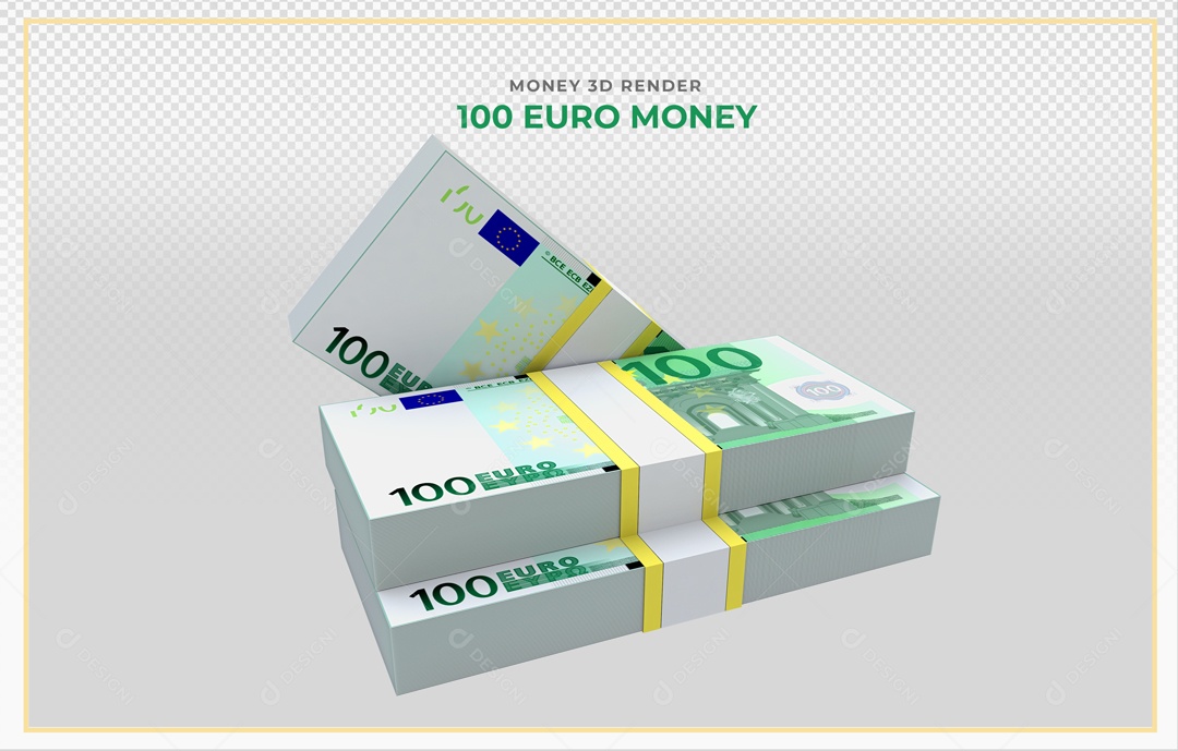 Elementos 3D Notas De Euro 100 EUR Para Composição PSD