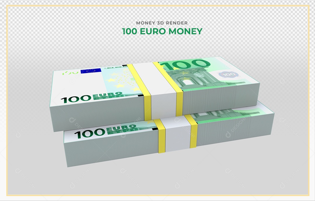 Elementos 3D Notas De Euro 100 EUR Para Composição PSD