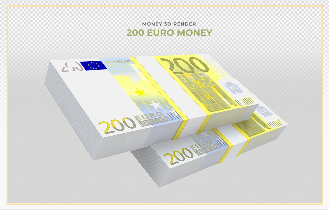 Elementos 3D Notas De Euro 200 EUR Para Composição PSD