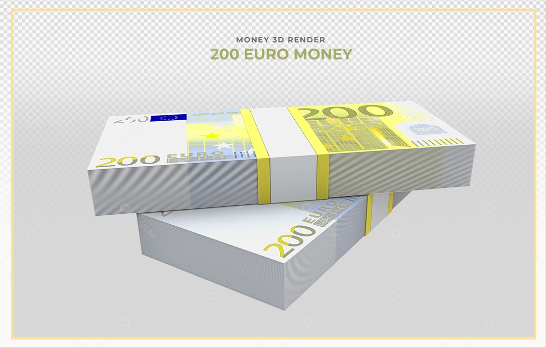 Elementos 3D Notas De Euro 200 EUR Para Composição PSD