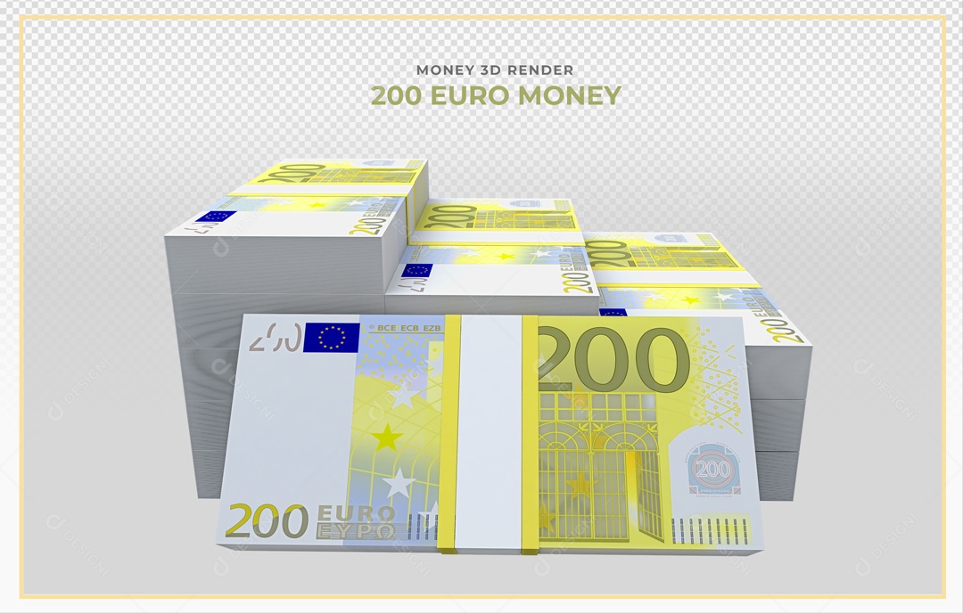 Elementos 3D Notas De Euro 200 EUR Para Composição PSD