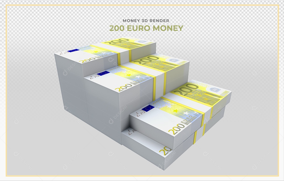 Elementos 3D Notas De Euro 200 EUR Para Composição PSD