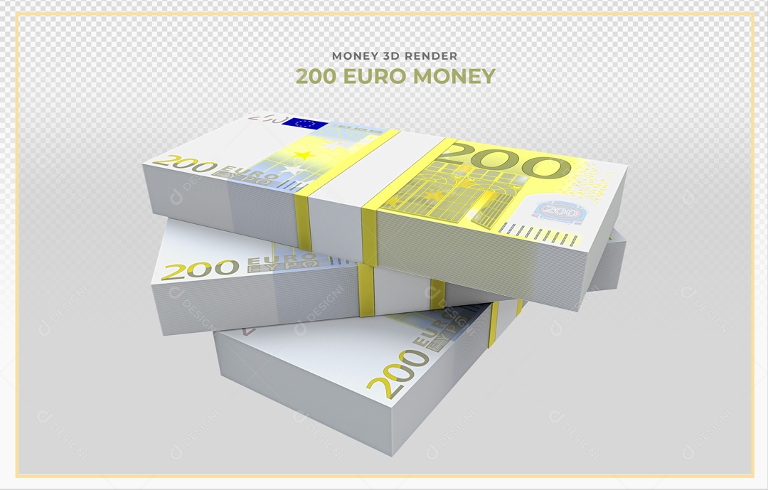 Elementos 3D Notas De Euro 200 EUR Para Composição PSD