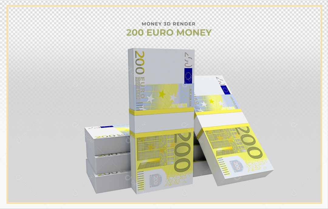 Elementos 3D Notas De Euro 200 EUR Para Composição PSD