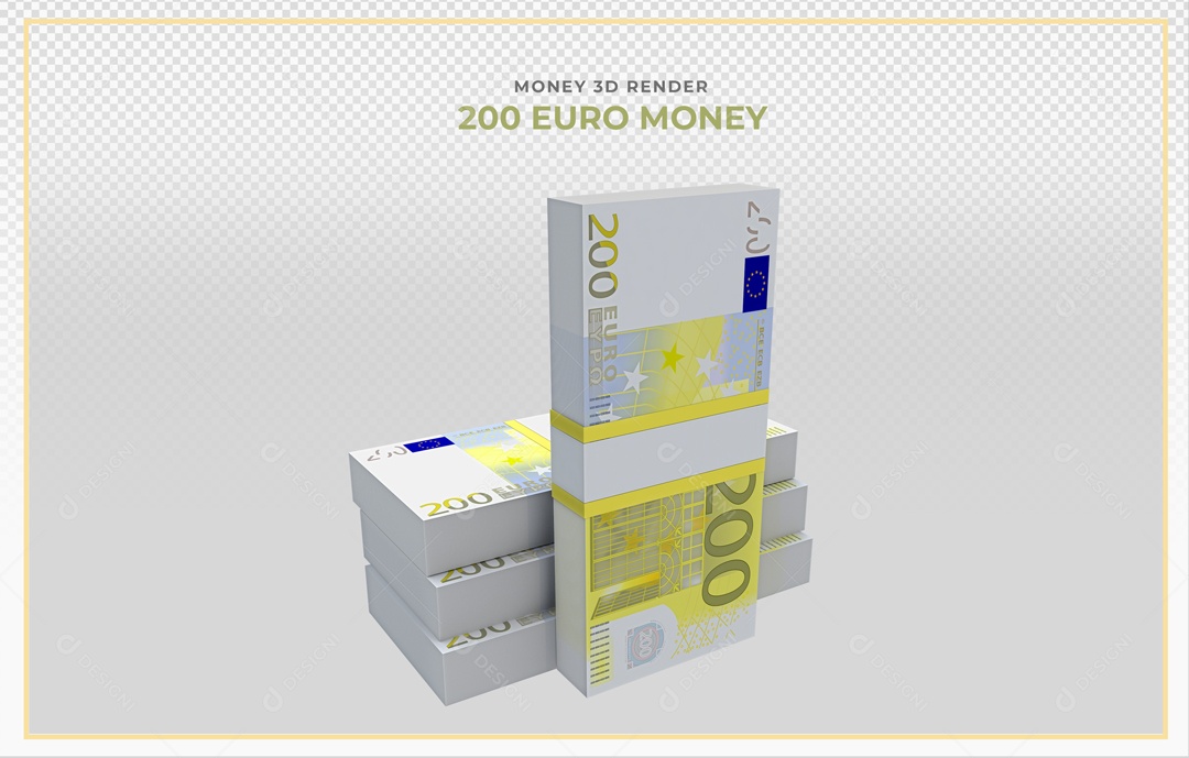 Elementos 3D Notas De Euro 200 EUR Para Composição PSD