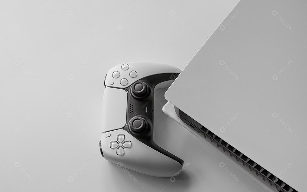 Console e controlador de última geração em visão aproximada