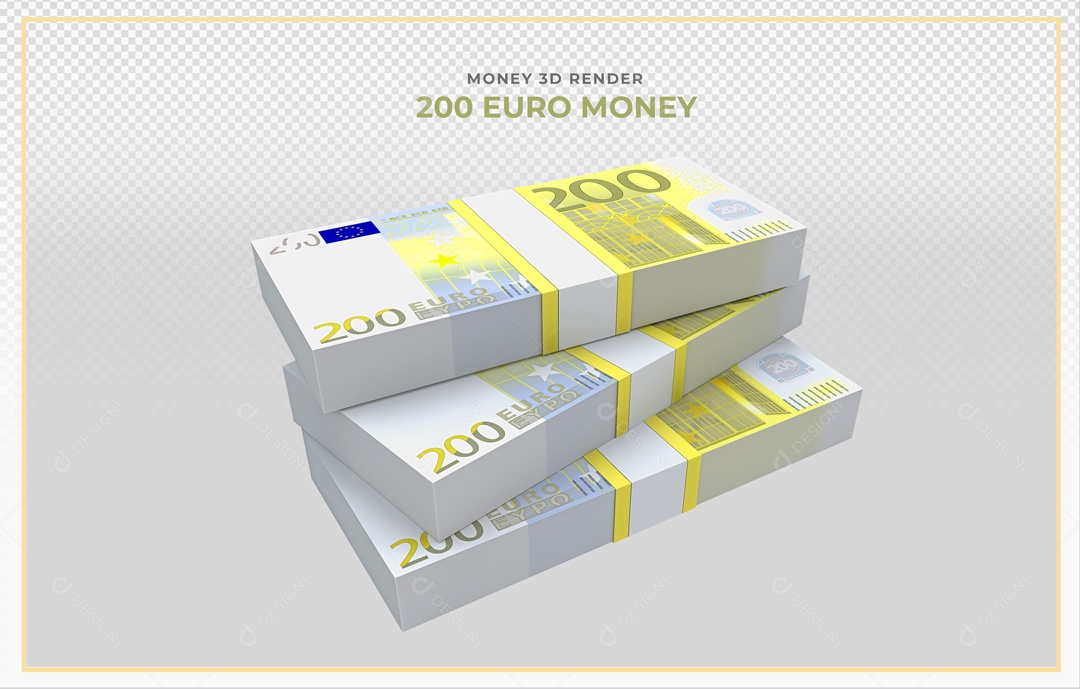 Elementos 3D Notas De Euro 200 EUR Para Composição PSD