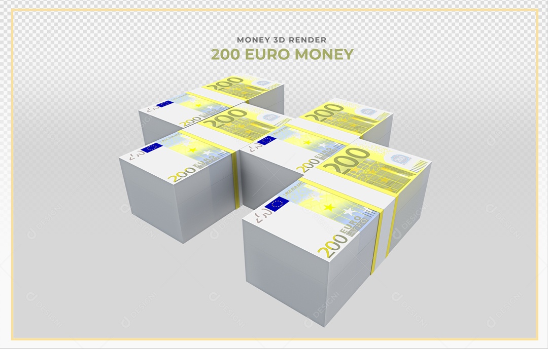 Elementos 3D Notas De Euro 200 EUR Para Composição PSD