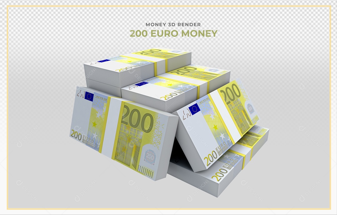 Elementos 3D Notas De Euro 200 EUR Para Composição PSD