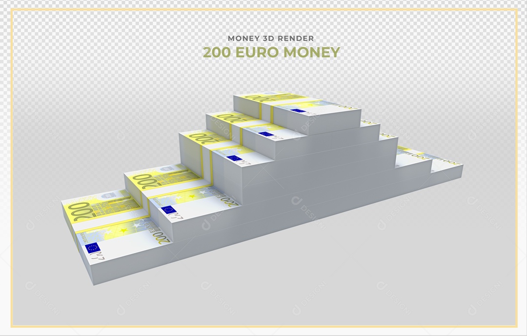 Elementos 3D Notas De Euro 200 EUR Para Composição PSD