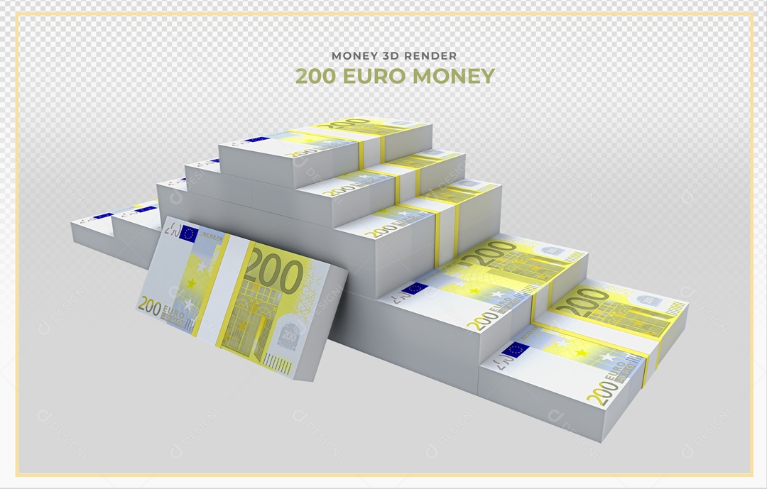 Elementos 3D Notas De Euro 200 EUR Para Composição PSD