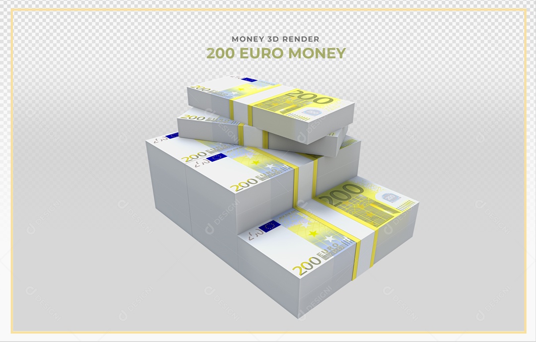 Elementos 3D Notas De Euro 200 EUR Para Composição PSD