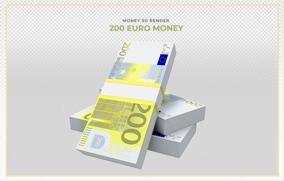 Elementos 3D Notas De Euro 200 EUR Para Composição PSD