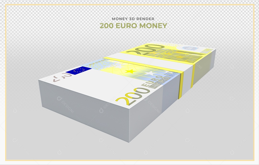 Elementos 3D Notas De Euro 200 EUR Para Composição PSD