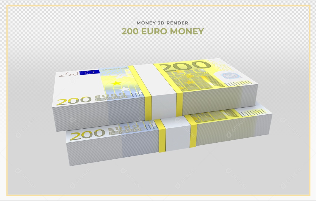 Elementos 3D Notas De Euro 200 EUR Para Composição PSD