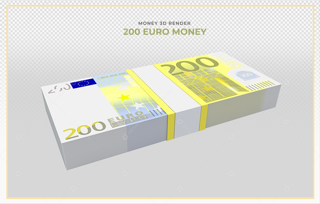 Elementos 3D Notas De Euro 200 EUR Para Composição PSD