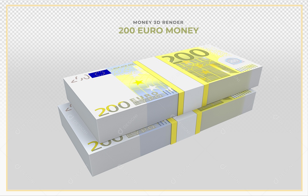 Elementos 3D Notas De Euro 200 EUR Para Composição PSD