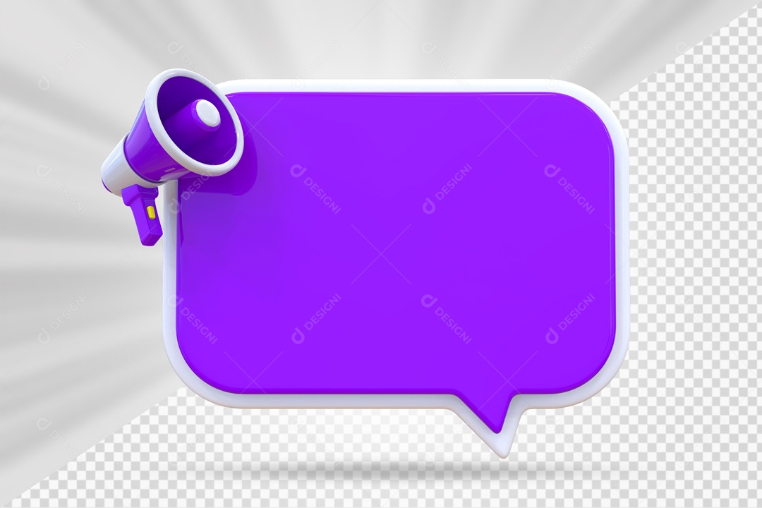 Caixa De Mensagem e Notificação Elemento 3D Roxo PSD