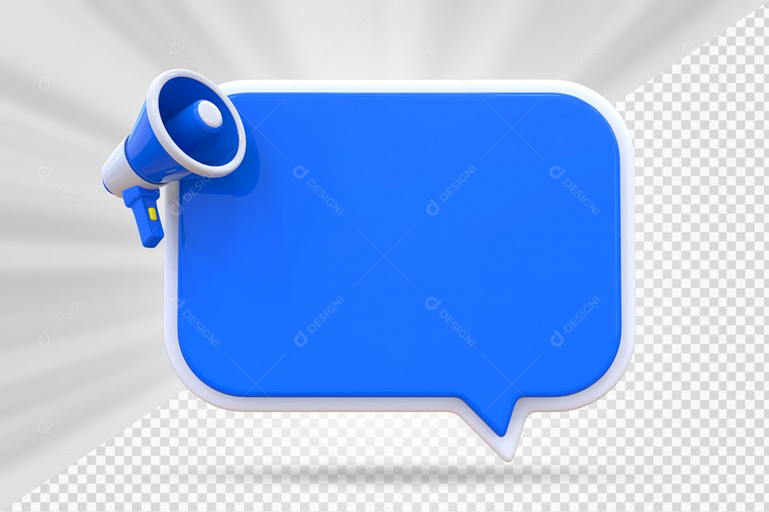 Caixa De Mensagem e Notificação Elemento 3D Azul PSD