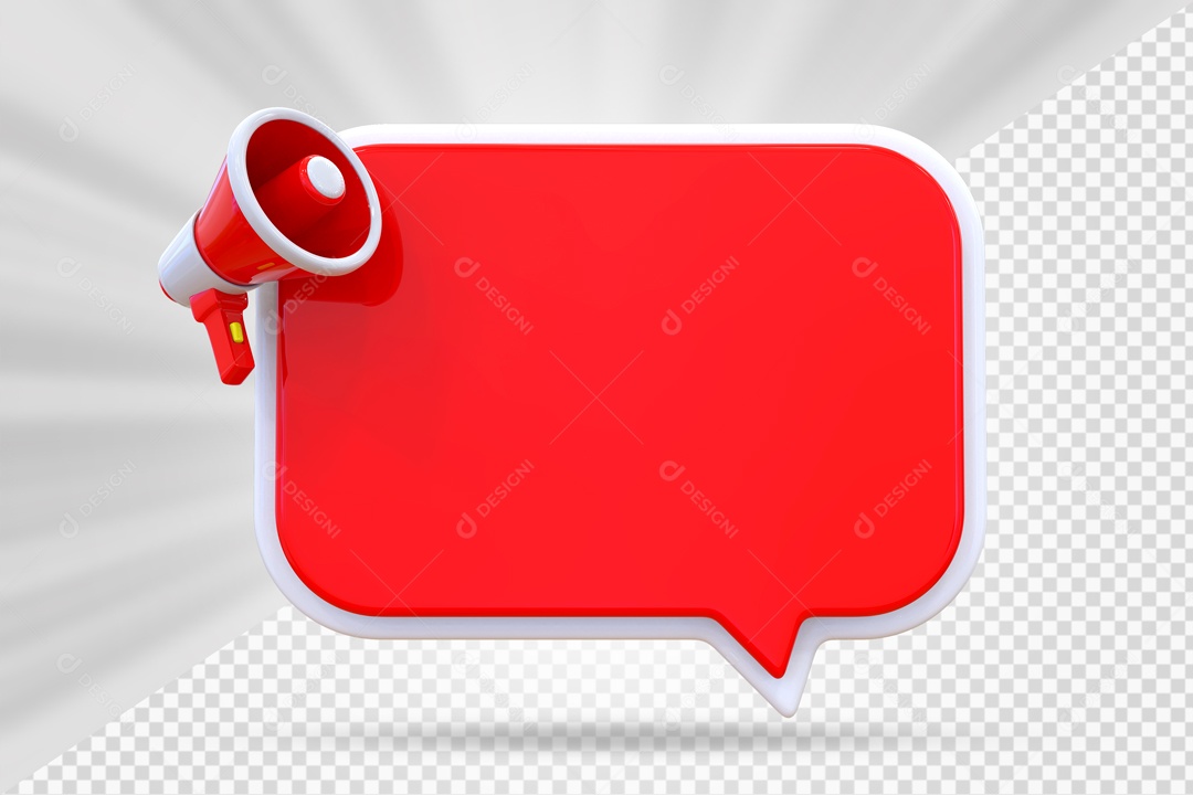 Caixa De Mensagem e Notificação Elemento 3D Vermelho PSD