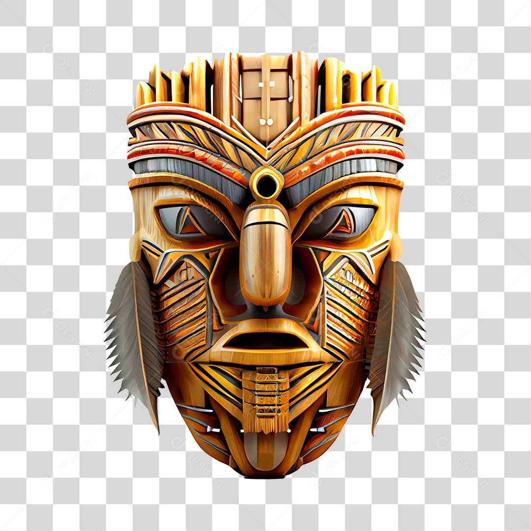 Totem Havaiano De Madeira Elemento 3D Para Composição PNG Transparente