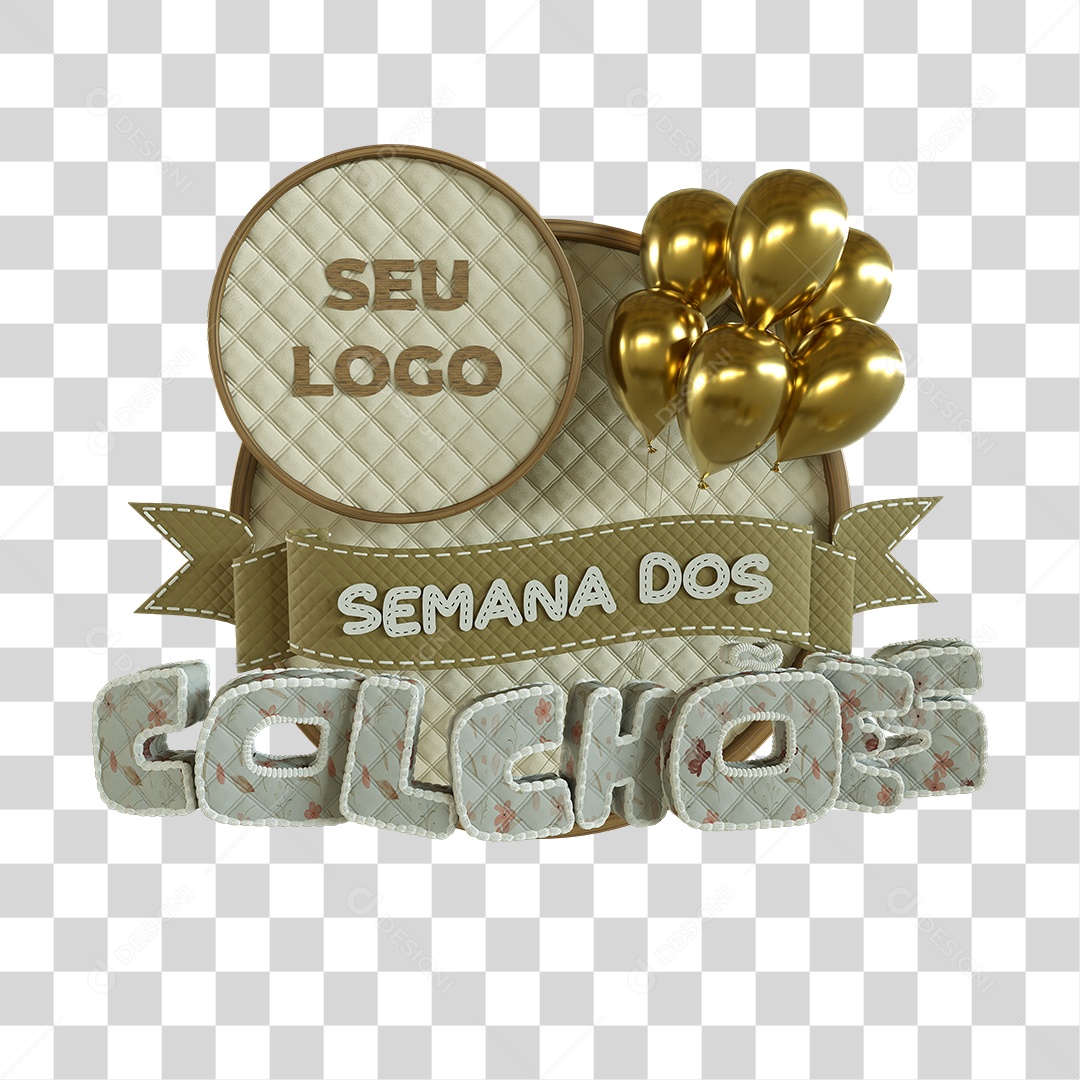 Semana Dos Colchões Selo 3D Para Composição PNG Transparente