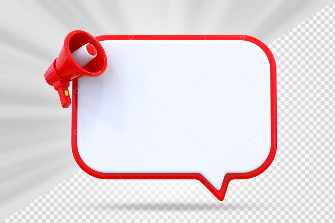 Caixa De Mensagem e Notificação Elemento 3D Vermelho PSD
