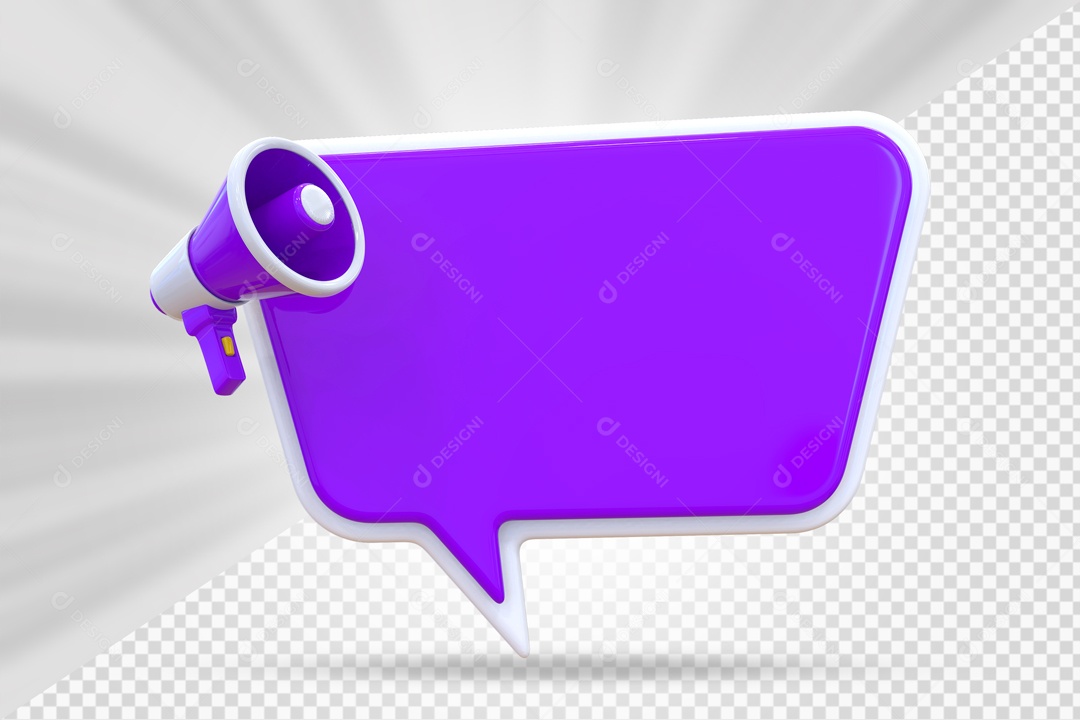 Caixa De Mensagem e Notificação Elemento 3D Roxo PSD