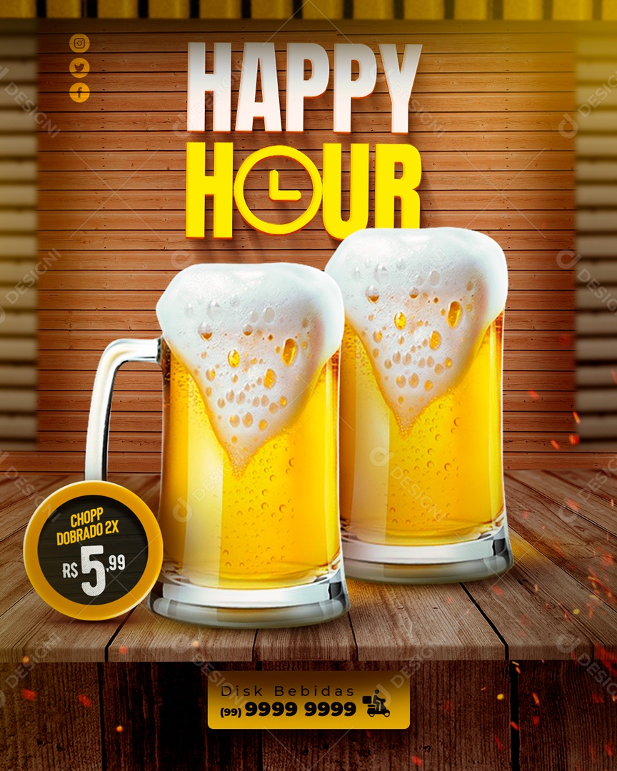 Happy Hour Venha Conferir Social Media PSD Editável