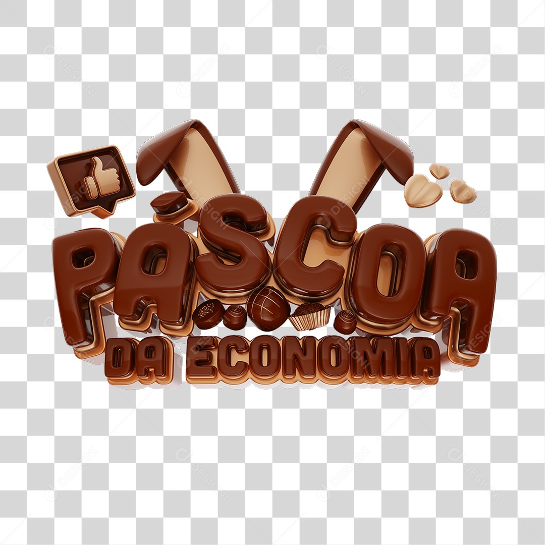 Selo 3D Páscoa Da Economia De Chocolate Para Composição PNG Transparente