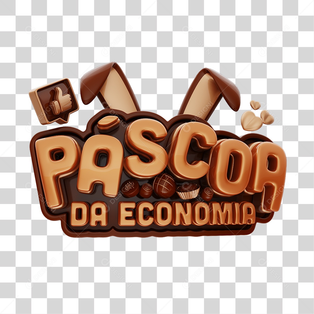 Páscoa Da Economia Selo 3D De Chocolate Para Composição PNG Transparente