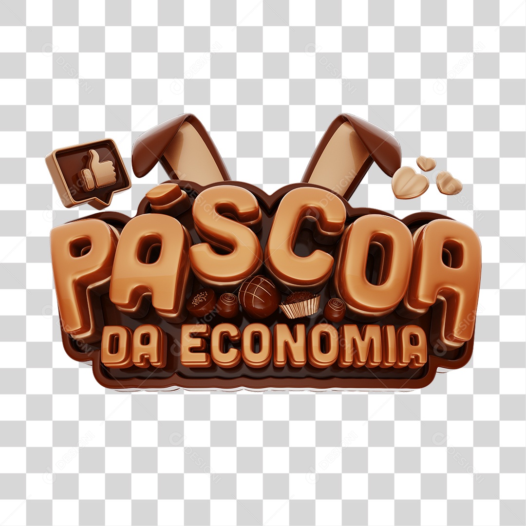 Páscoa Da Economia Selo 3D De Chocolate Para Composição PNG Transparente
