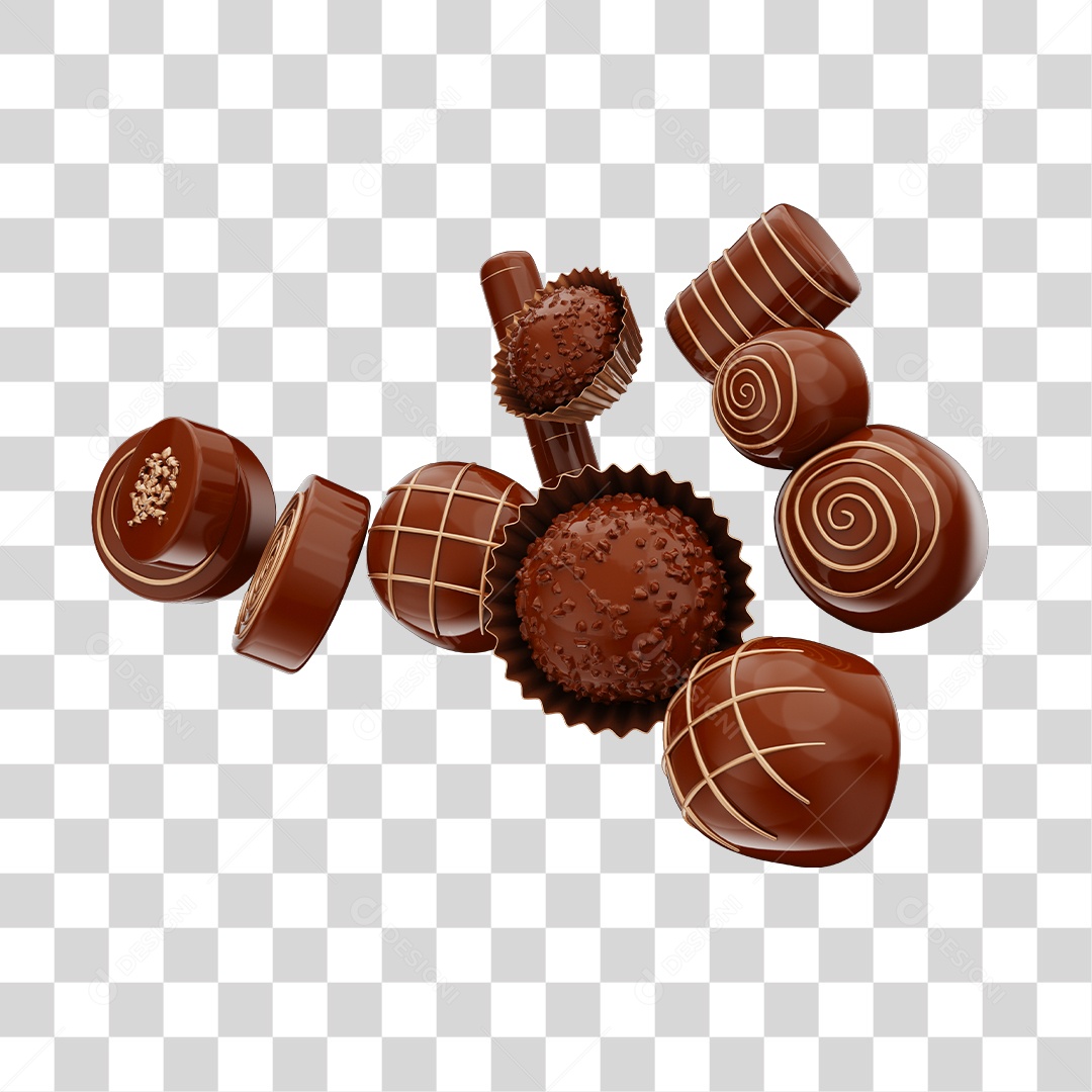 Chocolates De Páscoa Elemento 3D Para Composição PNG Transparente