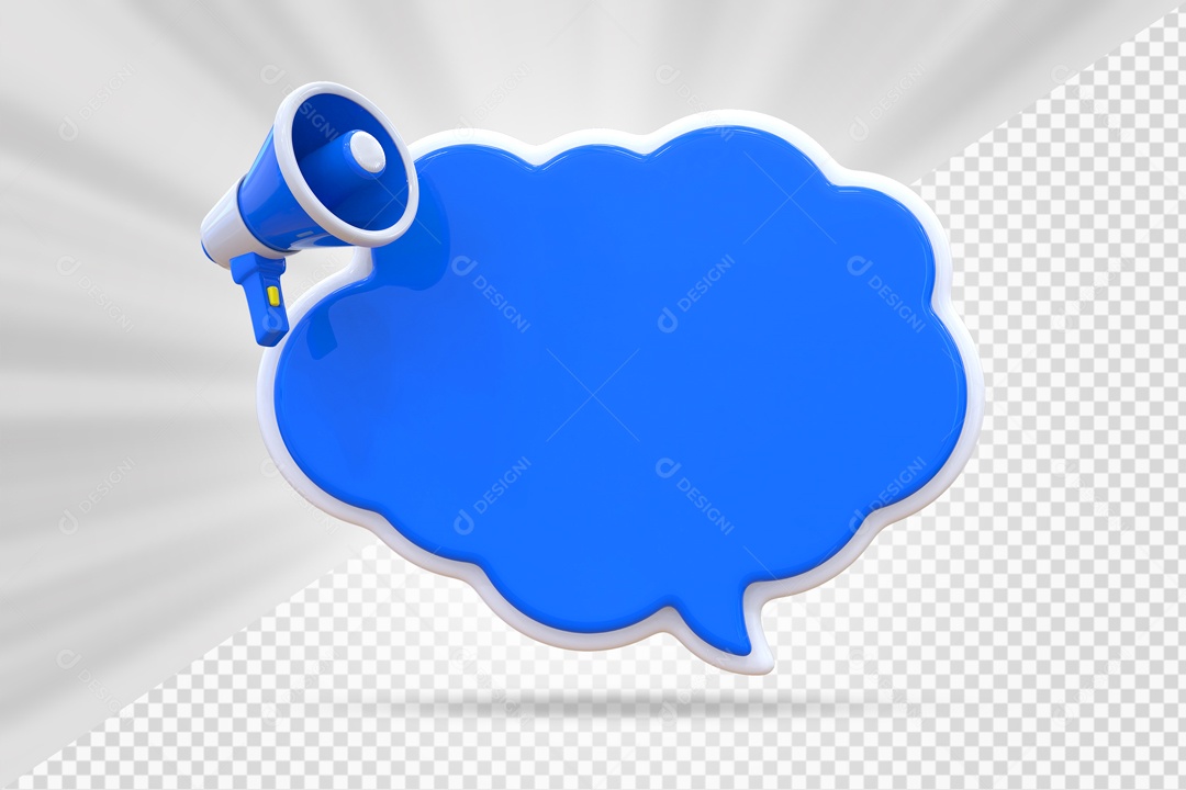 Nuvem De Mensagem e Notificação Elemento 3D Azul PSD