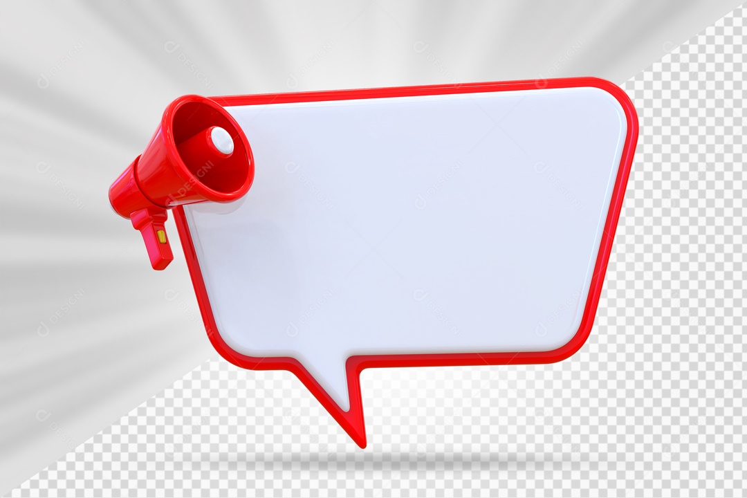 Caixa De Mensagem e Notificação Elemento 3D Vermelho PSD