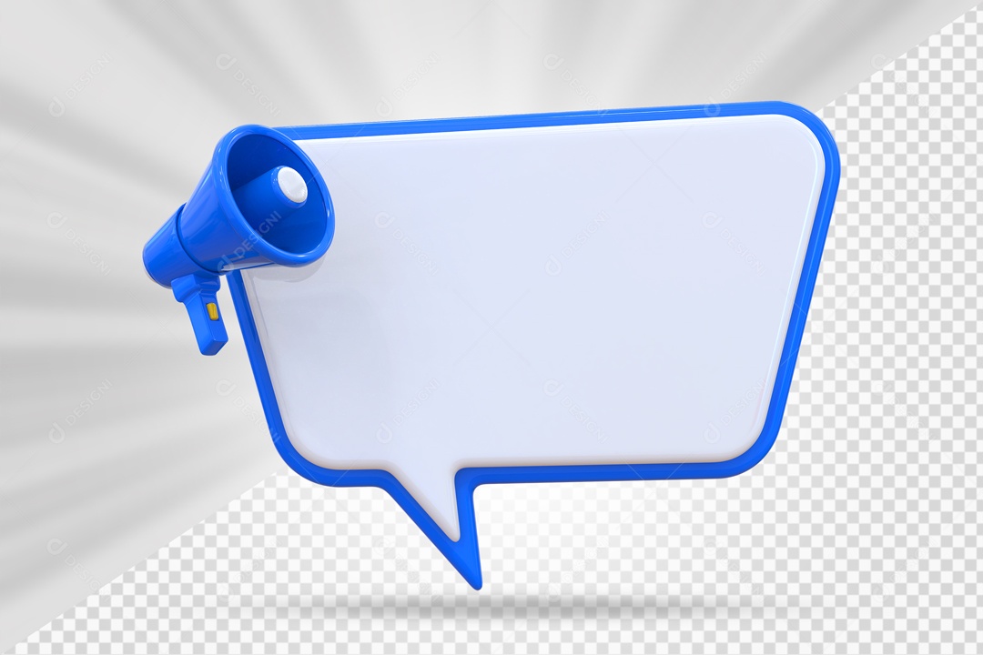 Caixa De Mensagem e Notificação Elemento 3D Azul PSD