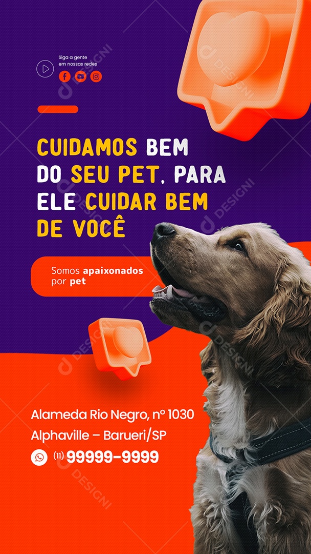 Story Cuidamos Bem do Seu Pet para Ele Cuidar Bem de Você Clínica Veterinária Social Media PSD Editável