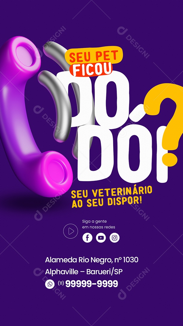 Story Seu Pet Ficou Dodói Clínica Veterinária Social Media PSD Editável