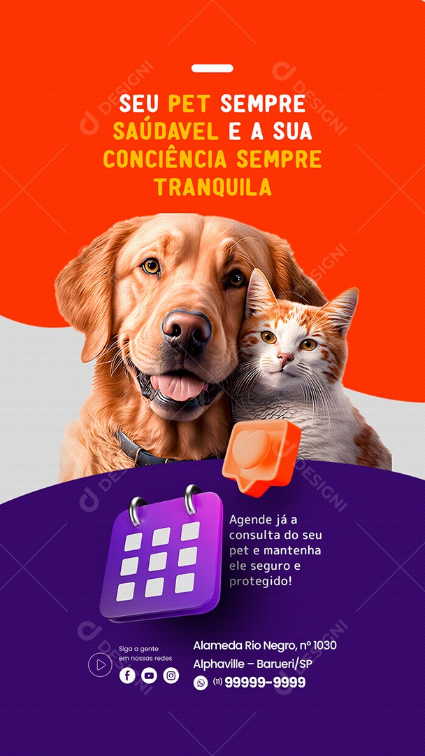 Story Seu Pet Sempre Saudável e a Sua Conciência Sempre Tranquila Clínica Veterinária Social Media PSD Editável
