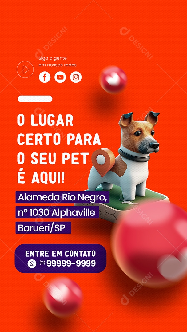 Story O Lugar Certo para o Seu Pet é Aqui Clínica Veterinária Social Media PSD Editável