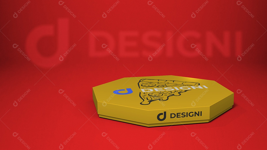 Mockup De Caixa De Pizza Amarela PSD Editável