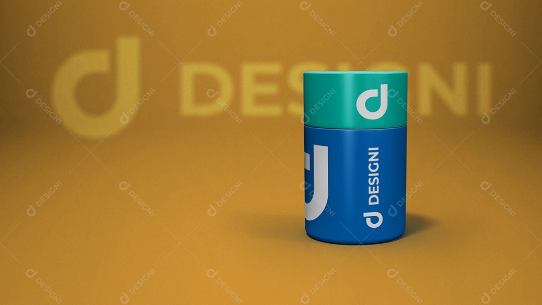 Mockup De Caixa Redonda De Presente Azul PSD Editável