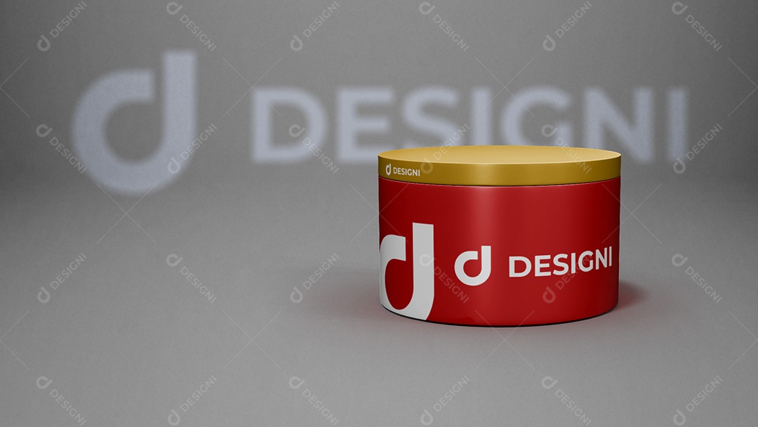 Mockup De Caixa Redonda Para Presente Vermelho PSD Editável