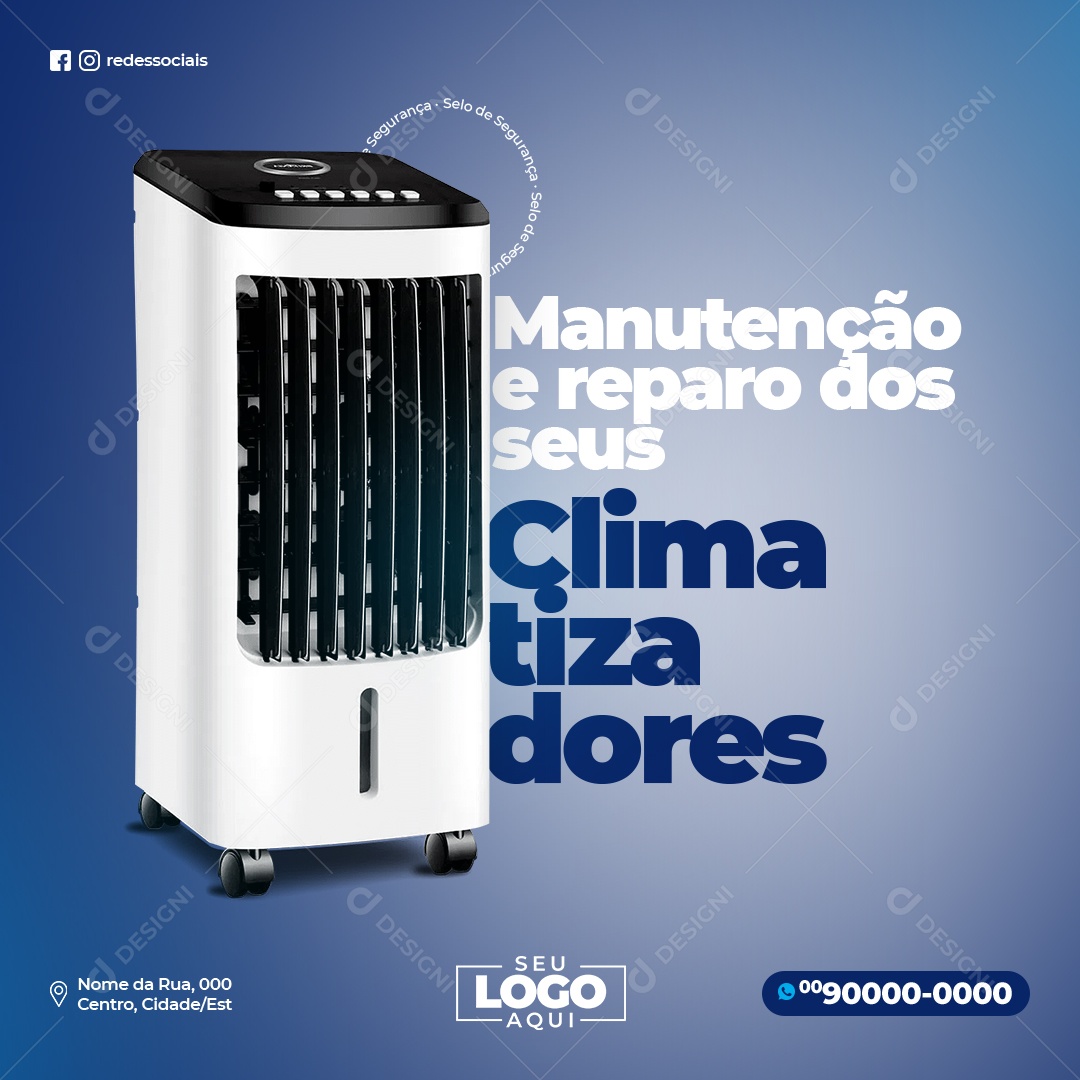 Refrigeração Manutenção e Reparo Social Media PSD Editável